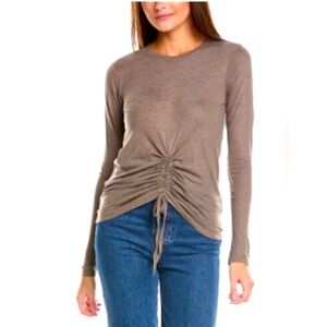 Grey State NWT Sz XS Long Sleeve Ruched Carina Top - Brown/“Rum Melange”